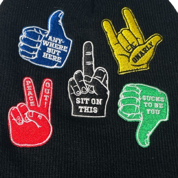 Explicit Sayings Beanie Hat Black - Picture 2 of 8